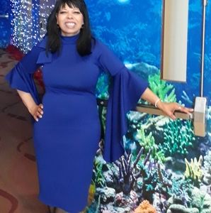 Royal Blue Bell Sleeve Dress